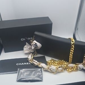 Chanel Black Leather Quilted Sunnies Case Bundle (EUC)(BOX/PAMPHLET/DUSTY)✨️🖤✨️